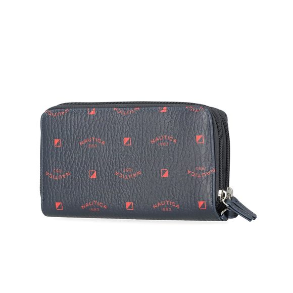 On The Double Zip Around Vegan Leather Rfid Clutch Wallet With :> - Picture 3 of 3